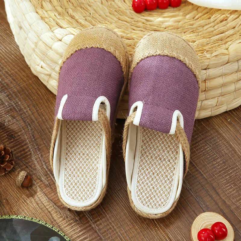 Spring Autumn Women Shoes Flax Slippers Flat Breathable Casual Ladies Linen Slippers Retro National Style Female Slippers