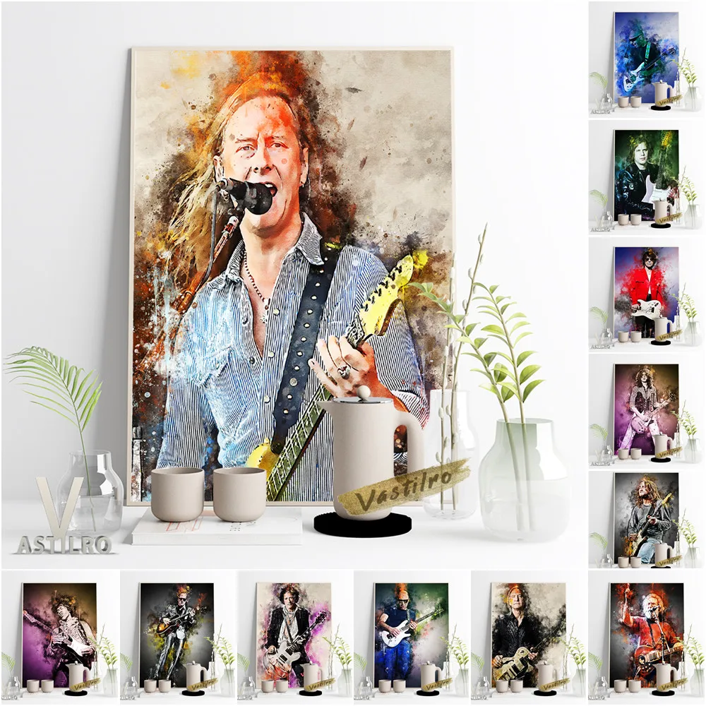 

Music Legends All Star Poster Celebrity Guitarist Portrait Canvas Painting Fans Collection Gift Modern Bar Pub Club Home Decor