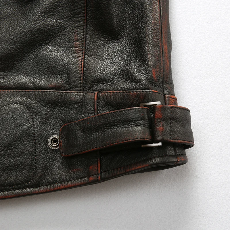 

Motorcycle Men's Genuine Skulls Classic Biker Vintage Pattern Jacket Brand Soft Thick Cowhide Leather Male Coat