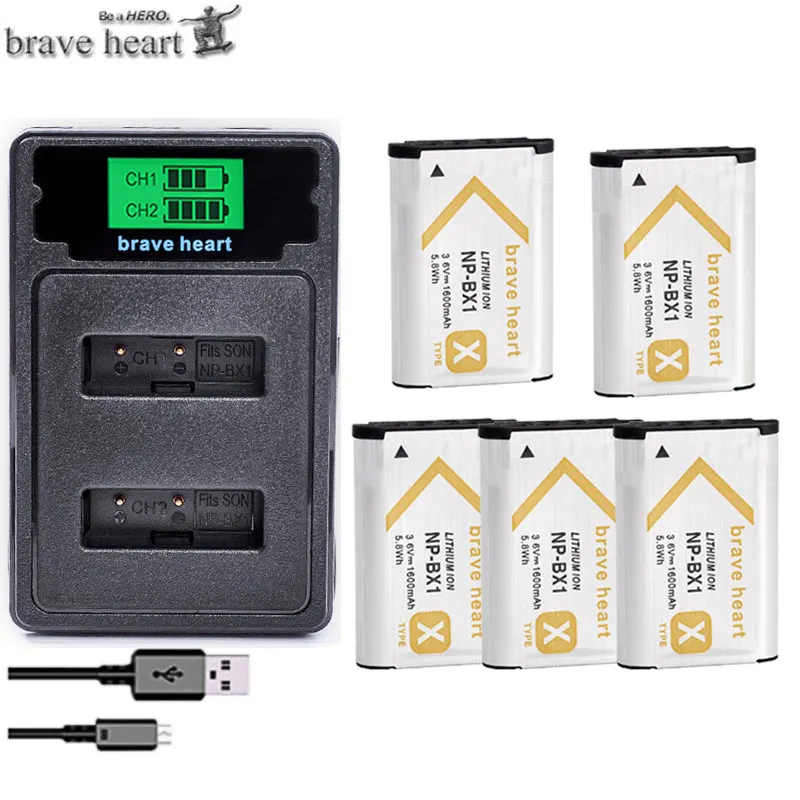 5 шт. NP-BX1 NP BX1 NPBX1 Батарея+ USB Зарядное устройство для sony комплектующие фотоаппарата sony DSC& HDR H400 HX300 HX50V HX90 HDR AS10 AS15 AS20 AS30V AS100V камера