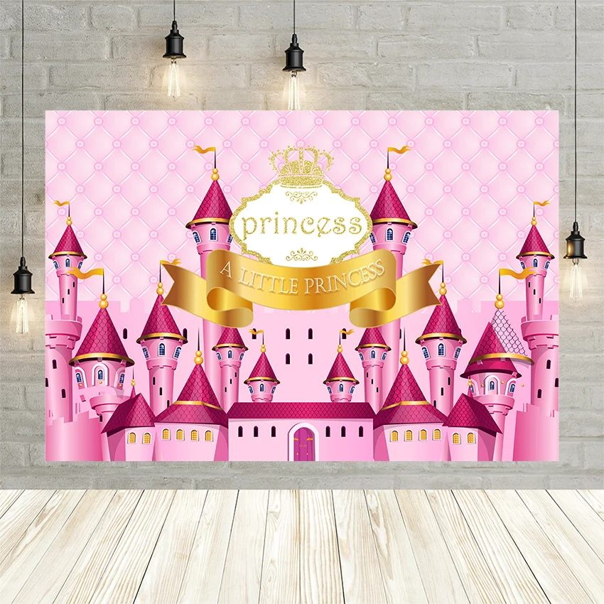 

Avezano дети девочка принцесса розовый замок пол раскрывает детский душ вечерние Фон Фото фон на заказ Фотостудия