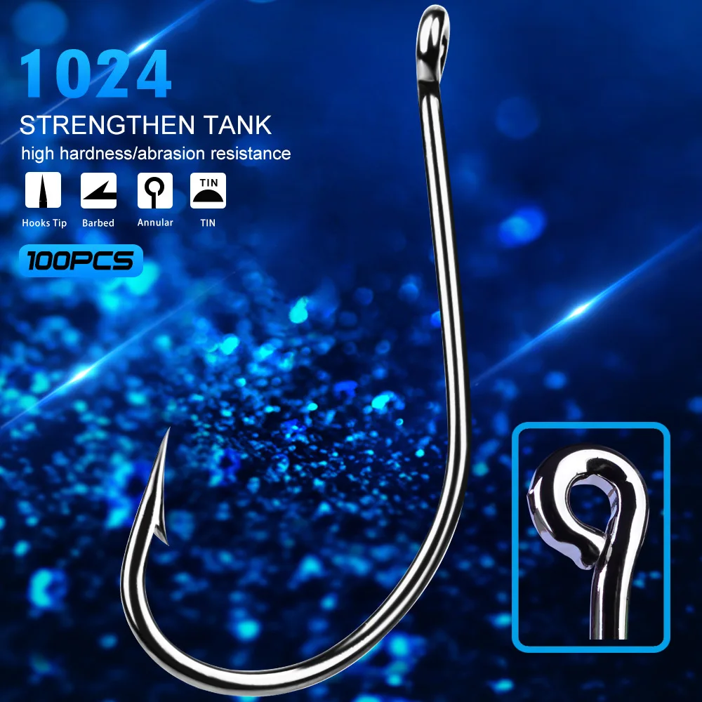 

100Pcs Fishing Hooks Set Carbon Steel Single Circle Fishing Hook Fly Fishing Jip Barbed Carp Hooks Sea Tackle Accessories