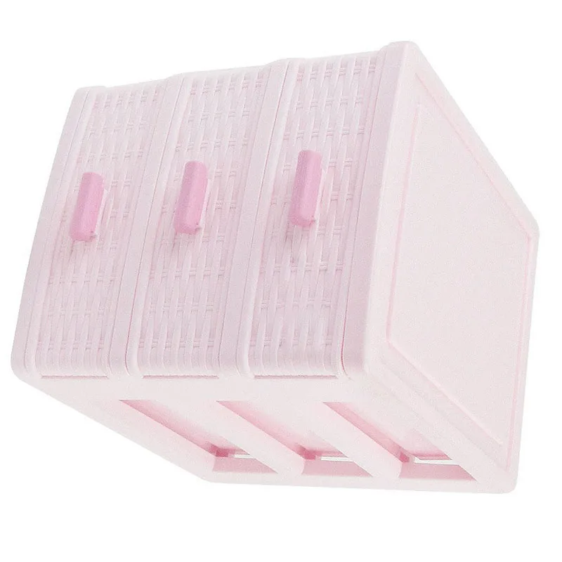 

Plastic Drawer Designed 3 Compartment Jewelry Storage Box Pink