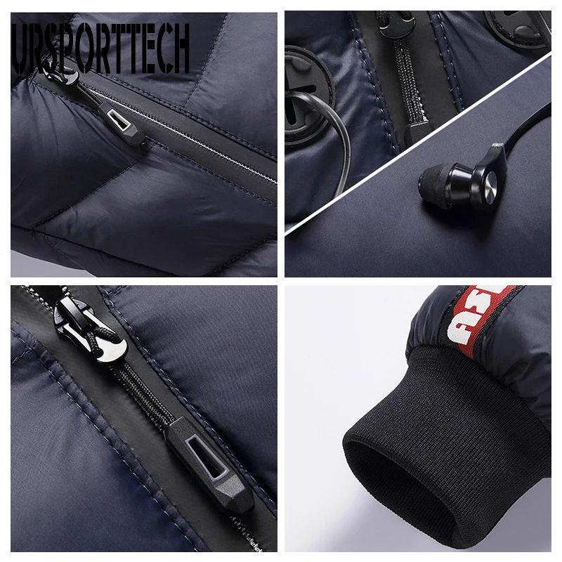 2021 New Winter Jacket Men Parka Hooded Fur Collar Men's Warm Thicken Windproof Hat Parkas Jacket Fashion Casual Hoodies Outwear