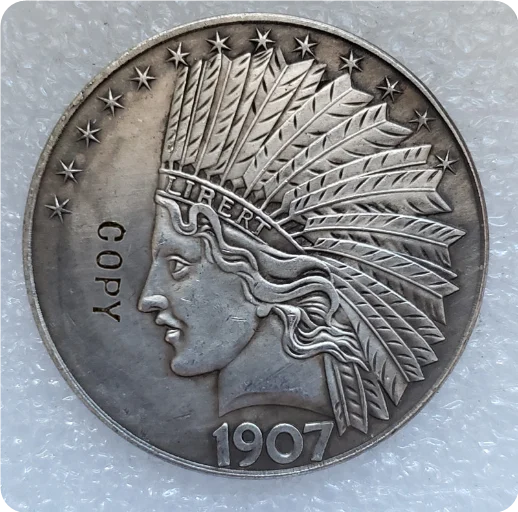 1907 США 10 долларов индийская голова Орла копия монеты|Безвалютные монеты| |