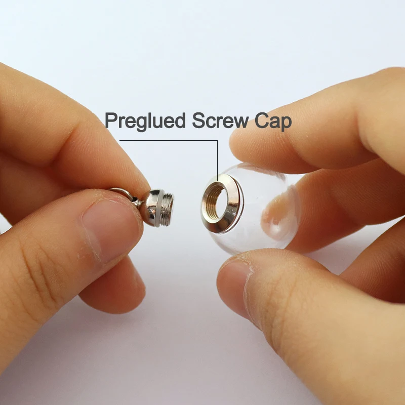 4PCS Pre-glued Screw Cap Glass Globe Pendant Necklaces with Rubber Seal - Small Glass Globes - Glass Vial Pendant DIY Findings image 2