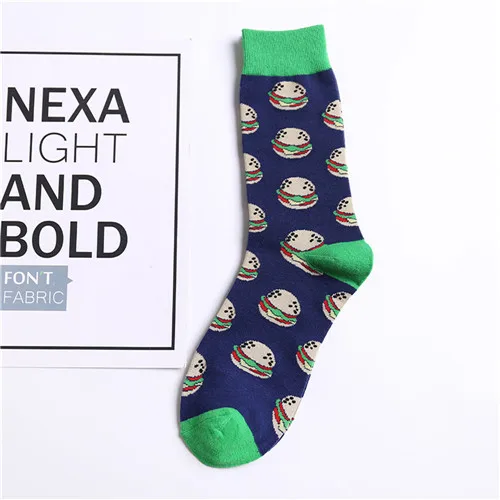 Happy Sock свежие носки с фруктами красочные женские модные авокадо суши яблоко гамбургер Харадзюку Печать Искусство Calcetines Mujer - Цвет: Burger