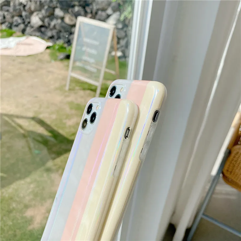 retro rainbow glitter art sweet girls phone case for iphone 12 11 pro max xr xs max 12 mini x 7 8 plus case cute silicone cover free global shipping