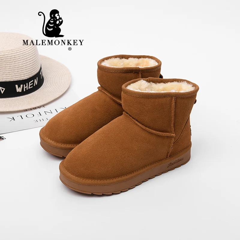 Высококачественные замшевые зимние ботинки Женская износостойкая теплая обувь