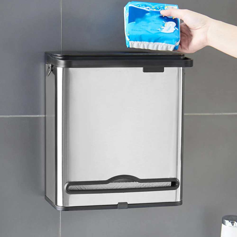 

Hanging Stainless Steel Trash Can Practical Trash Can Durable Trash Can