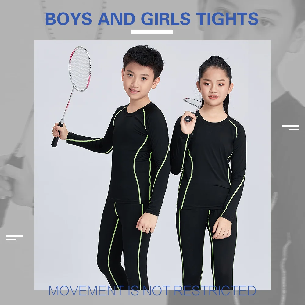 1 Sets of Children's Breathable Suit Thermal Underwear Training Suit Basketball Sweatpants Tights T Shirt Children's Clothing