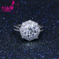 cadermay jewelry hot sale s925 silver 3ct round brilliant d vvs moissanite diamond engagement wedding ring band for women