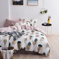 4pcs bedding set plant printed egyptian cotton silky soft duvet cover us queen size 200x230cm bedlinen xf1032 15