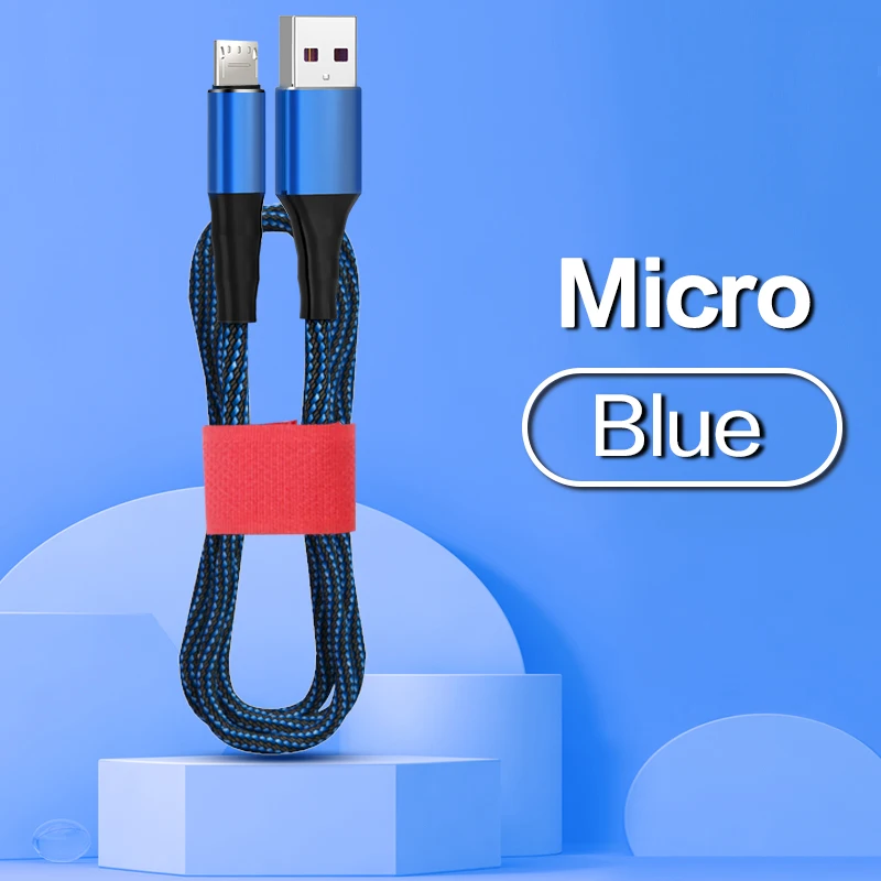 Микро USB кабель 5А нейлон Быстрая зарядка тип-c USB кабель для передачи данных для samsung HUAWEI LG планшет Android мобильный телефон зарядный шнур - Цвет: blue micro cable