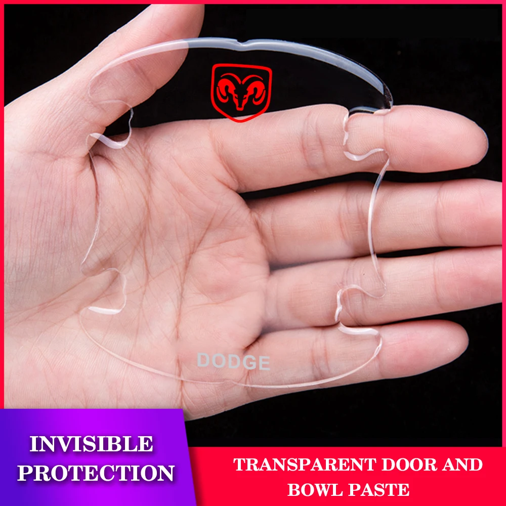 

4pcs Car Door Handle Bowl Stickers Rubber Invisible Protector Film For Dodge Journey Ram 1500 Challenger Caliber Nitro Charger
