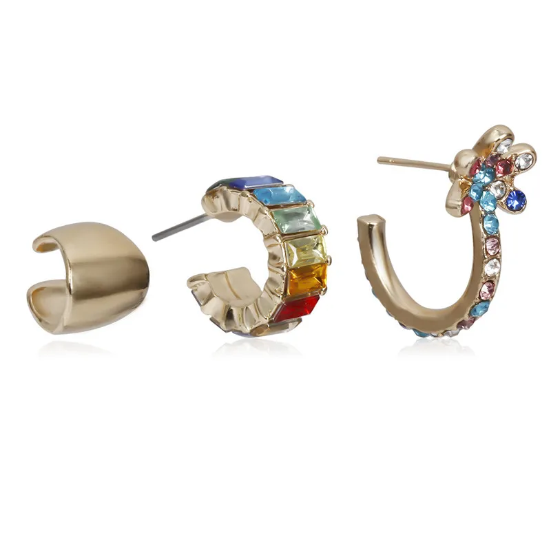 

Luokey Crystal Ear Clip Cuff Wrap Earrings For Women Vintage Colorful Zircon No Pierced Earring Wedding Clip On Earrings Jewelry