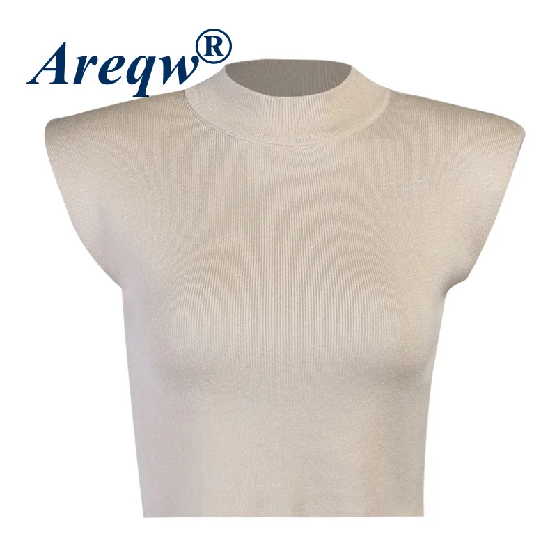

Fashion Spring and Autumn New Style Shoulder Pad Woolen Short Blouse Solid Color Self-cultivation Sexy Woolen Blouse Women