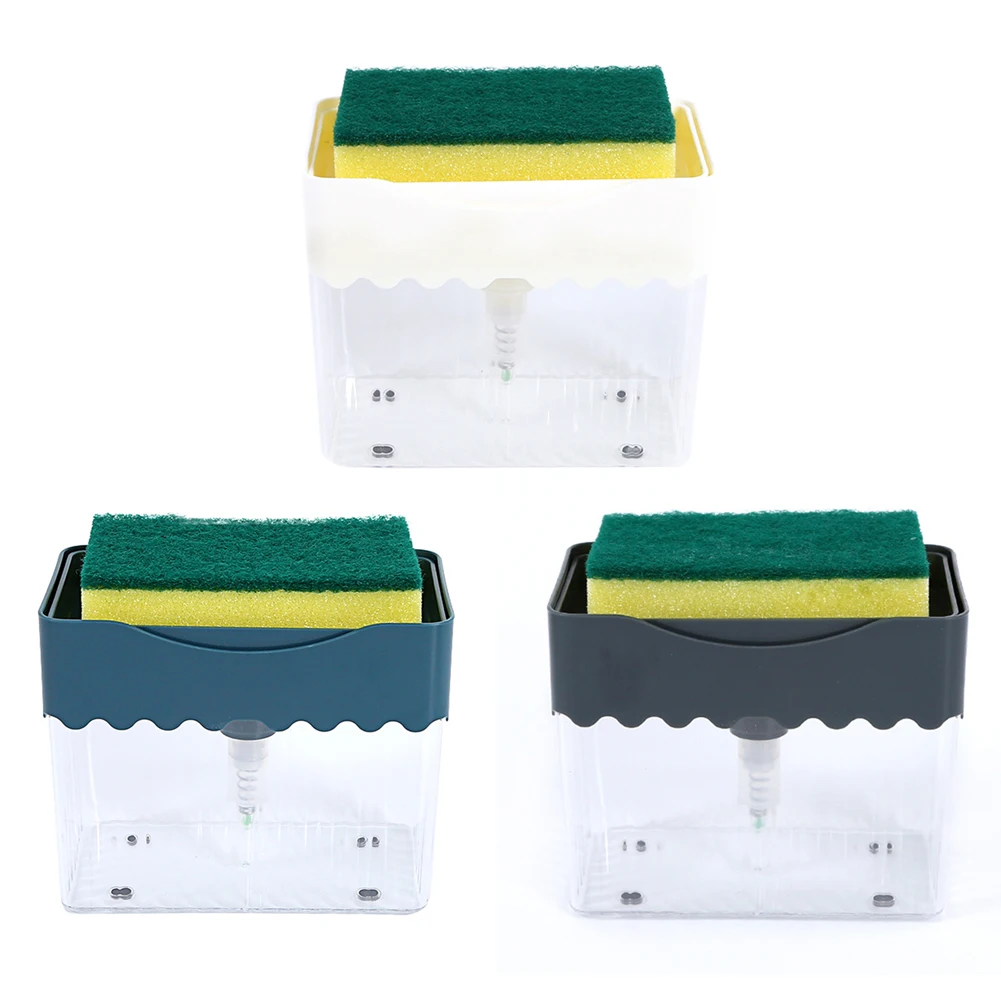 2 в 1 дозатор для мыла с держателем губки жидкостей контейнер Ручной пресс