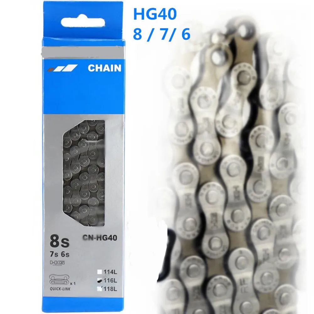 

HG40 CN-HG40 For All 6/7/8 Speed Chain 116L Link For SHIMANO Bicycle Bike Chain With 1 Chain Pin 7.3 Mm Shaft Length Silver