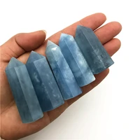 beautiful 1pc natural blue aquamarine quartz crystal point tower chakra healing gemstone home decor natural quartz crystals
