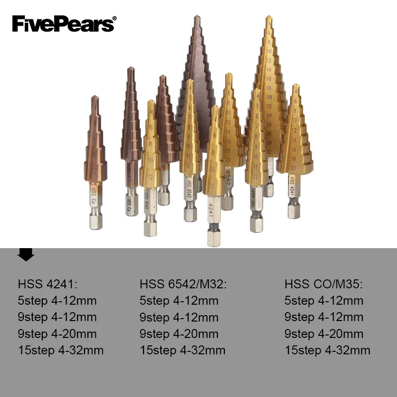 2 шт. HSS4241 HSS6542 резец для отверстий высокая скорость Пагода форма ступенчатое