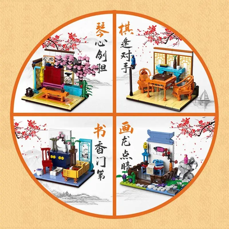 

New Mini Chinatown high-tech Building Blocks Tang Dynasty style Chang'an City Zhenyuanfang Tower Model Bricks