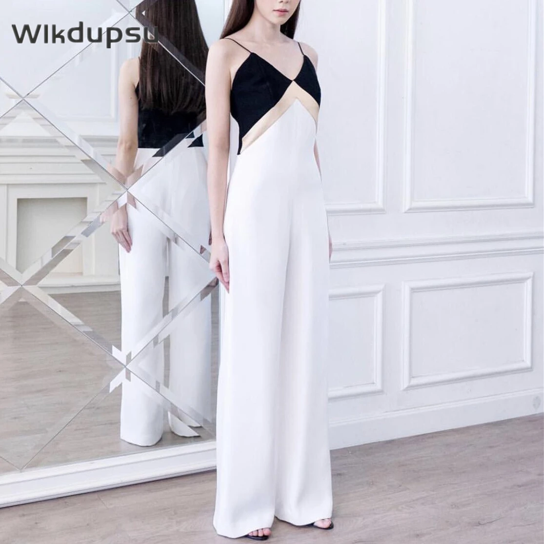 Sexy Jumpsuits 2022 New Arrival Women Summer Elegant High Waist Wide Leg Pants Evening Night Party Club Rompers Overalls Female