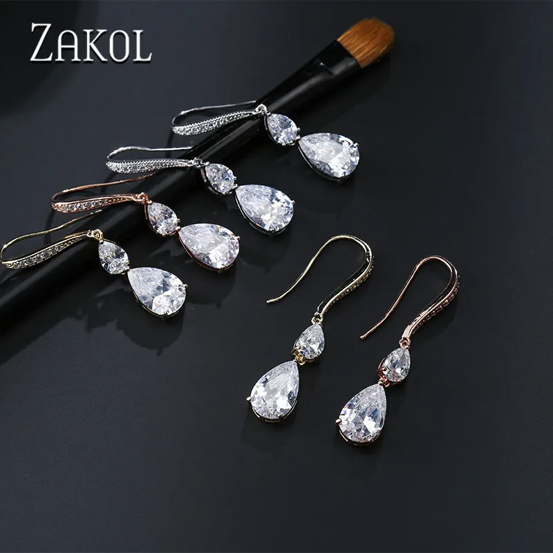 Женские серьги-капельки с фианитом FSEP2198 | Украшения и аксессуары