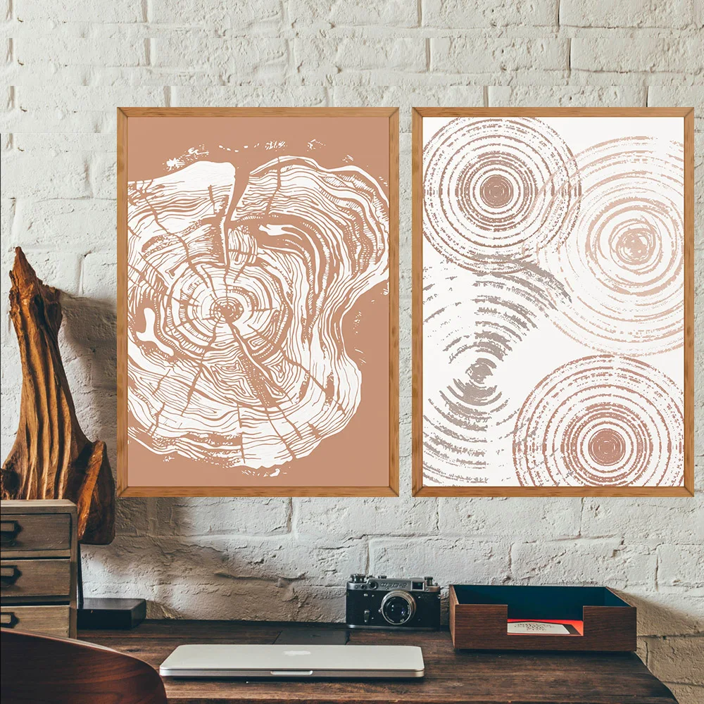 

Wood Waves Mid Century Modern Minimalist Artwork Room Art Prints Set Of 2 Print Typography Painting No Frame Pictures