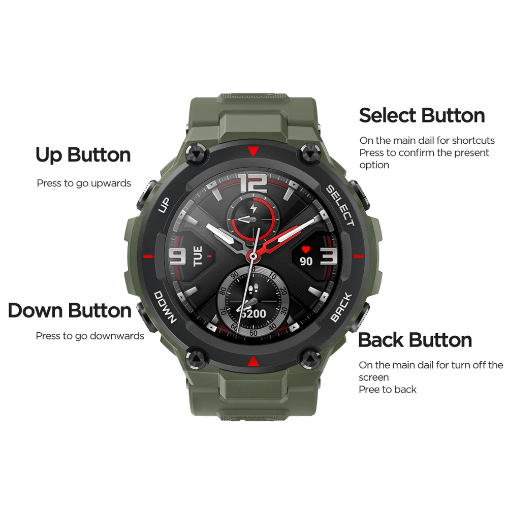 Смарт часы Amazfit T rex 14 спортивных режимов время работы от батареи 20 дней 5 АТМ Bluetooth