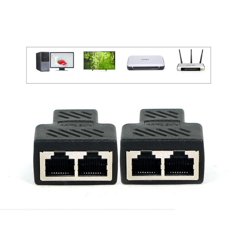 1 шт. 1-2 способа RJ45 Женский сплиттер адаптер Разъемы интерфейс Ethernet кабель Sub для