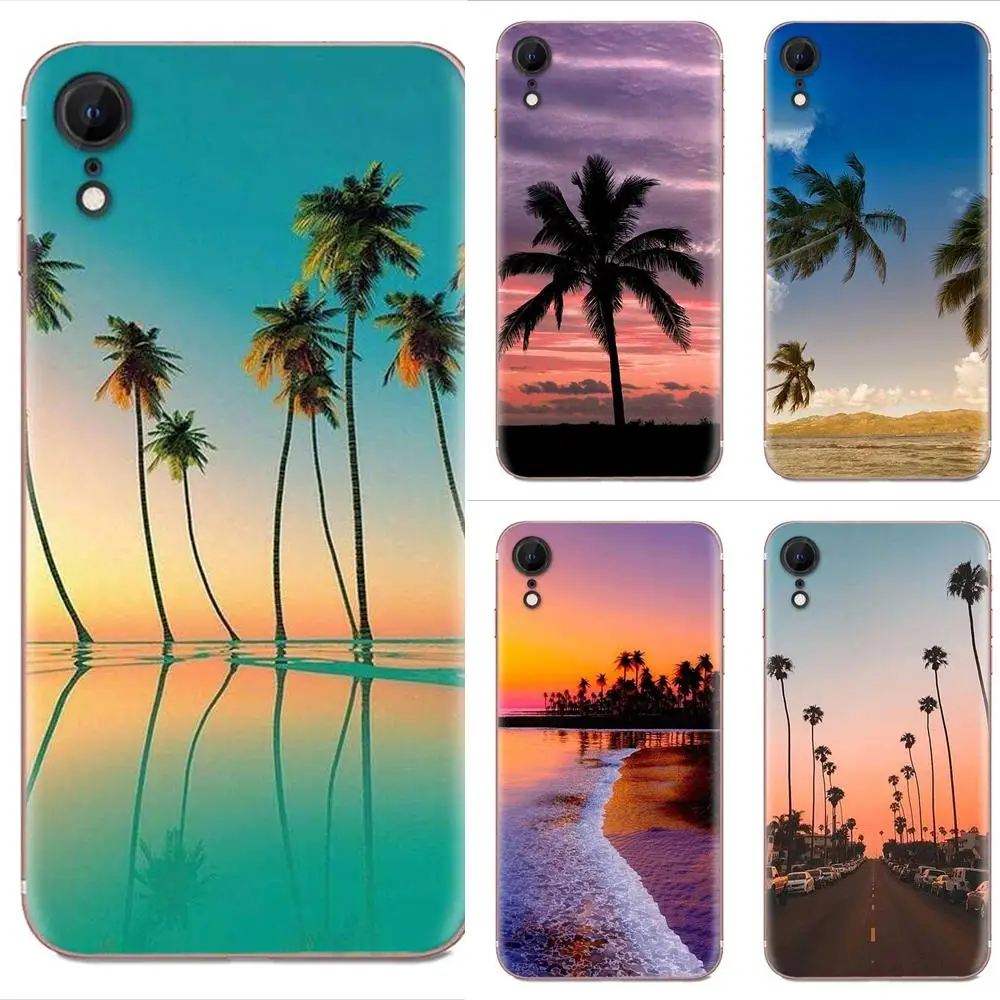 Чехол для сотового телефона с рисунком кокосового дерева и морского заката Apple