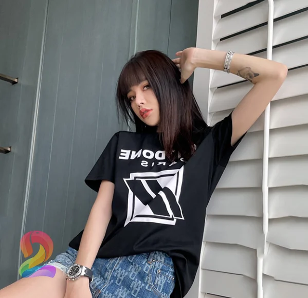 

Oversize We11done T Shirts Men's Women's Flocking Letter Pattern Tees Welldone Round Neck Loose Wild Thin Short-sleeved T-shirt