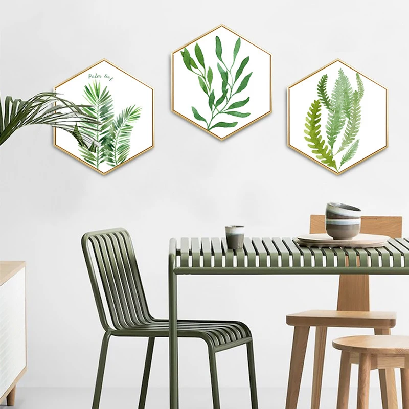 

Украшение для крыльца Monstera Deliciosa шестигранное растение в рамке современная простая Скандинавская роспись коридор подвесная роспись листья