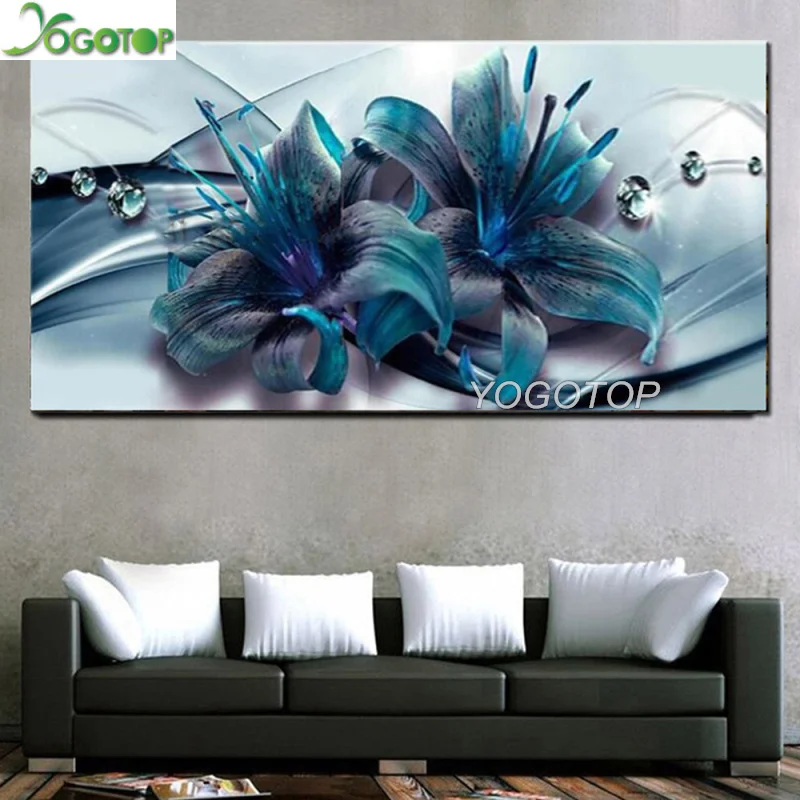 Алмазная живопись с синей лилией полный квадратный Круглый Набор для вышивки