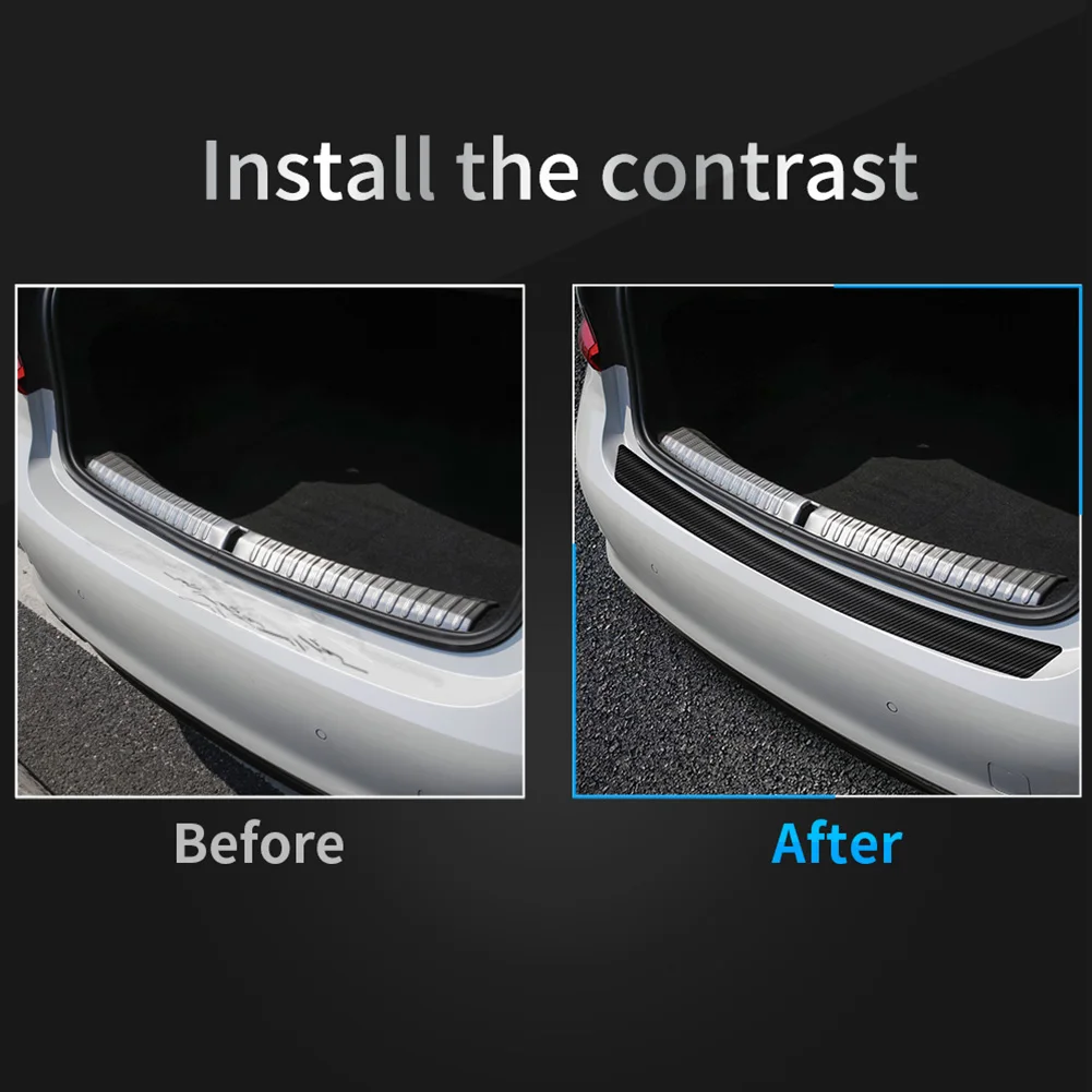 

Car Rear Pumper Protector Universal PVC Scratch-Resistant Trunk Door Entry Guard Sticker Carbon Fiber Decal