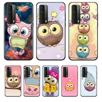 cute owl hearts lover for huawei y9a y9s y9 y8p y8s y7a y7p y7 y6 y6p y6s y5p y5 prime pro 2019 2020 black soft phone case