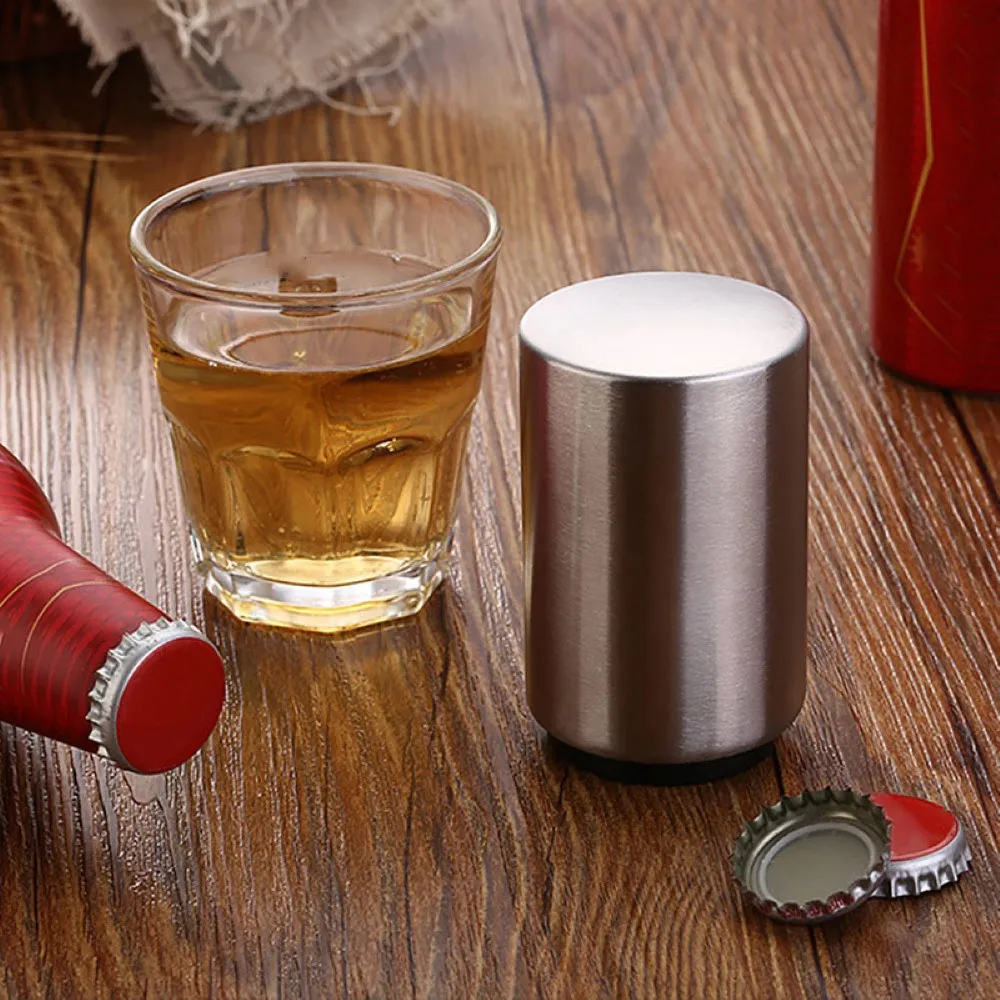 

Stainless Steel Beer Bottle Opener Automatic Kitchen Accessories Beer Soda Cap Red Wine Bottle Opener Bar Supplies Kitchen Tool