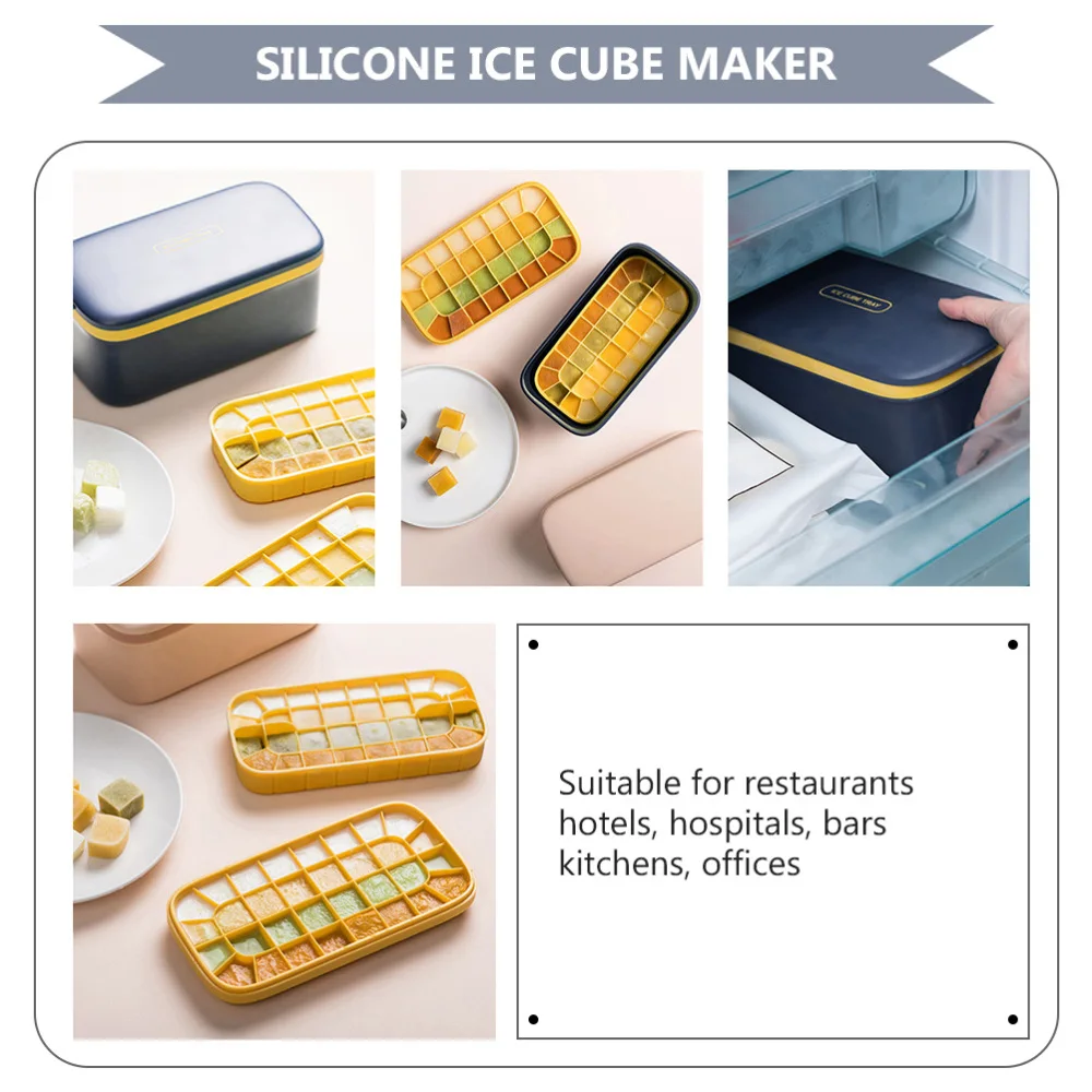 

1 Set Ice Cube Box Ice Cube Tray Food Crisper Box Food Storage Box (Dark Blue)