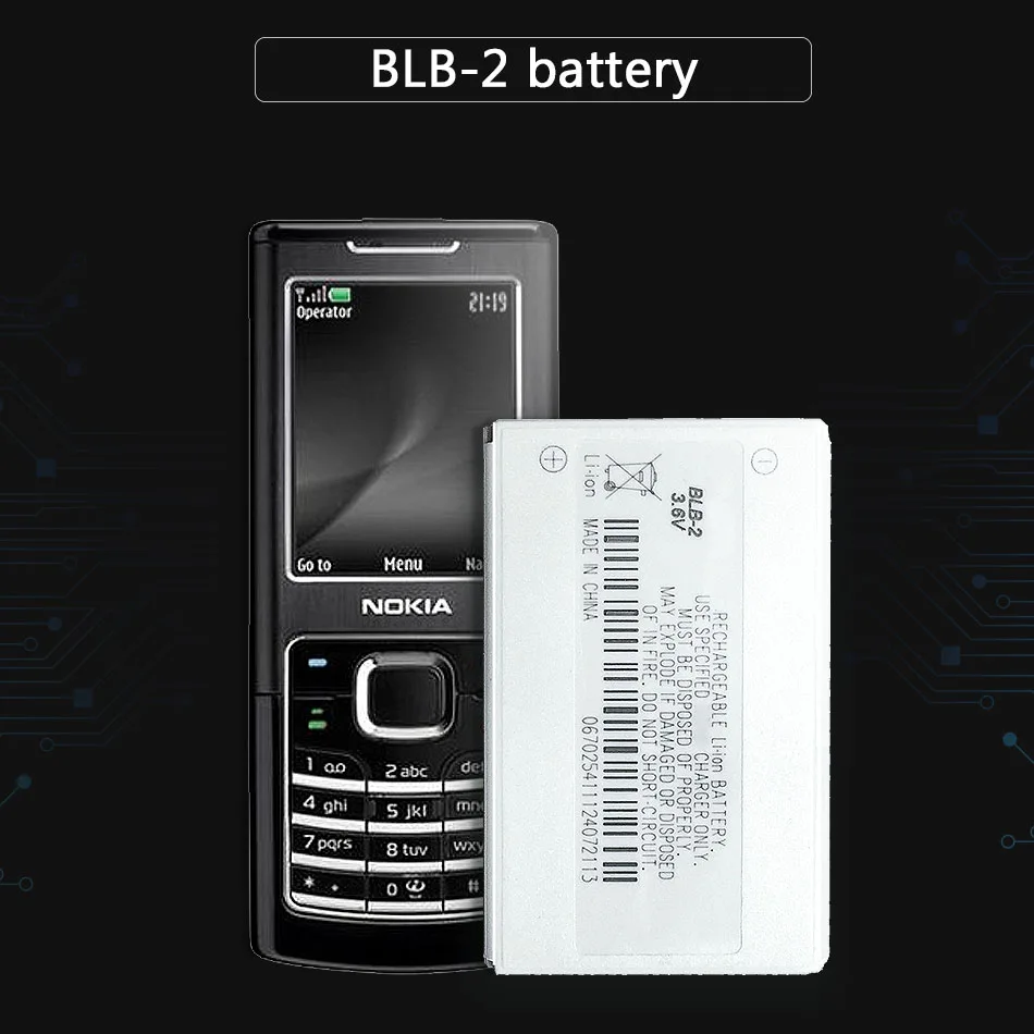 Аккумуляторная батарея для Nokia 800 3610 6500 6510 6590 6590i 7650 8210 8250 8270 8290 8310 8390 8850 BLB 2 |