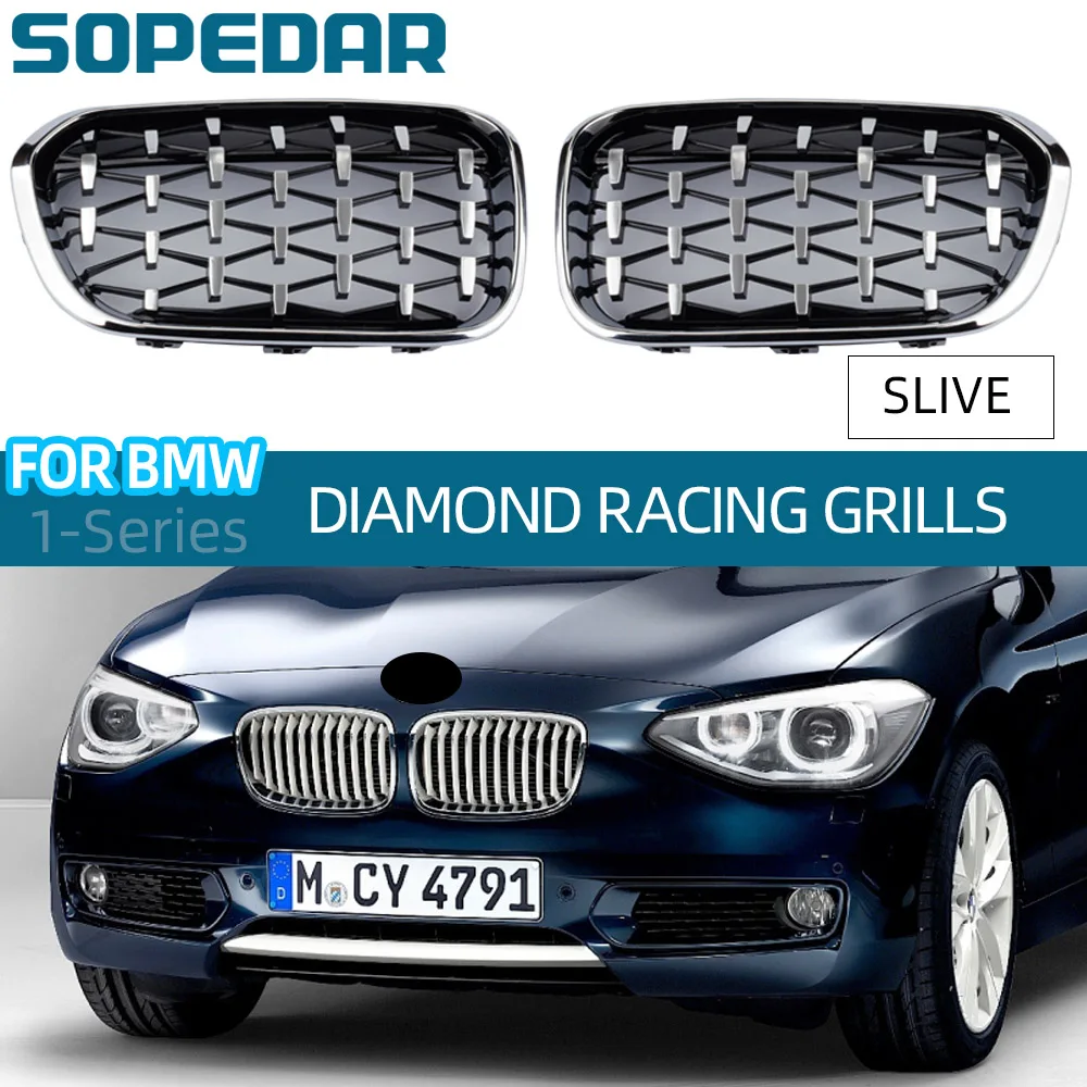 

SOPEDAR Auto Front Grille Racing Grill For BMW 1 Series F20 15-17 Kidney Diamond Style Grilles Meteor Grills Car Accessories