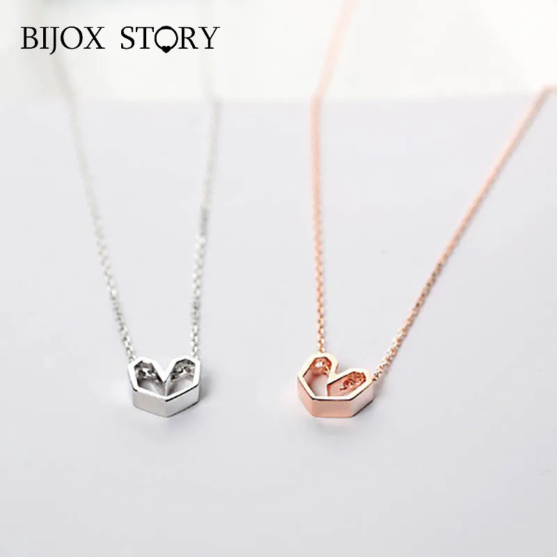 

BIJOX STORY Elegant 925 Sterling Silver Necklace with Heart-shaped Pendant Fine Jewellery for Women Wedding Engagement Wholesale