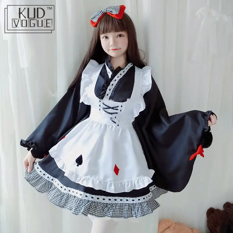 Кимоно, японское платье лолиты для девочек, Kawaii, аниме, вечерние платья горничной, Милая женская одежда, костюм ведьмы, костюм для косплея