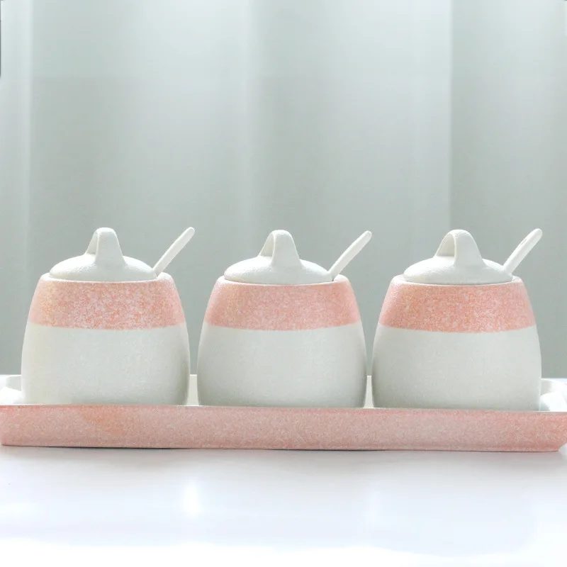 Ceramic Condiment Box Set Creative Kitchen Cooking Flavouring Bottle Spice Jar Salt Pepper Shaker Pocerlain Seasoning Pots | Дом и сад