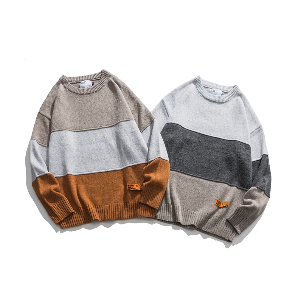 

ERIDANUS Sweater Male Autumn Winter Japanese Stripe Original Trendy Brand Striped Round Neck Casual All-match Sweater MZM085