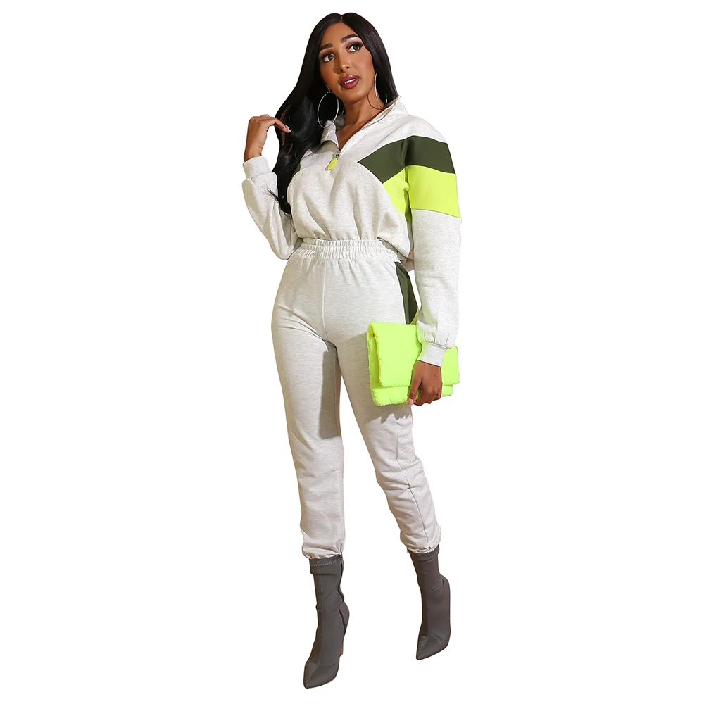 Зимний женский комплект спортивный костюм с длинным рукавом пэчворк на молнии