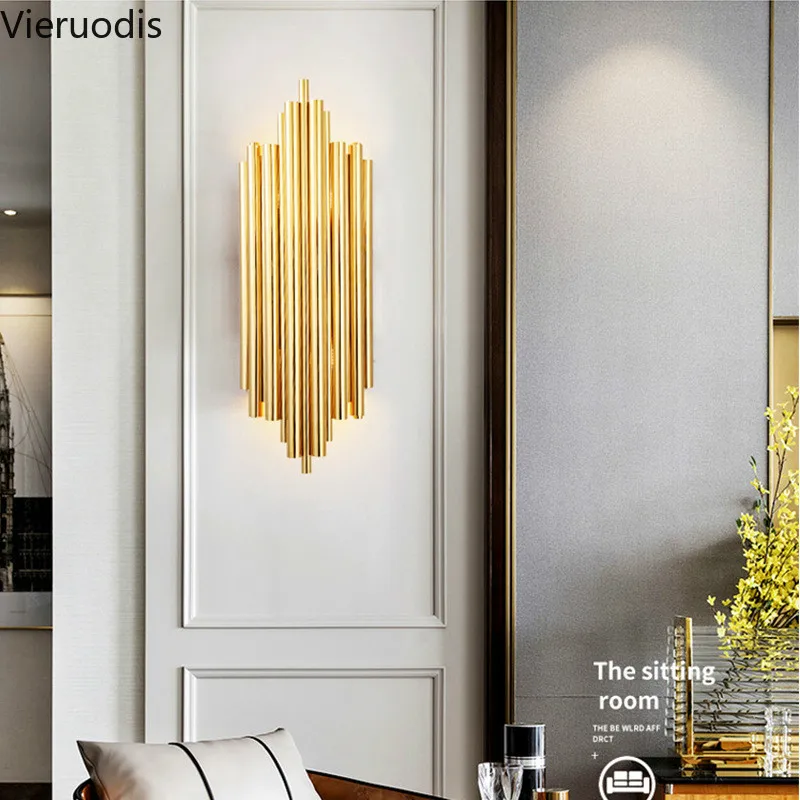 

Postmodern Wall Lamp Golden Bedside Wall Light Nordic Living Room Crystal Lights Luxury Aisle Stair Wall Sconce Creative Lamps