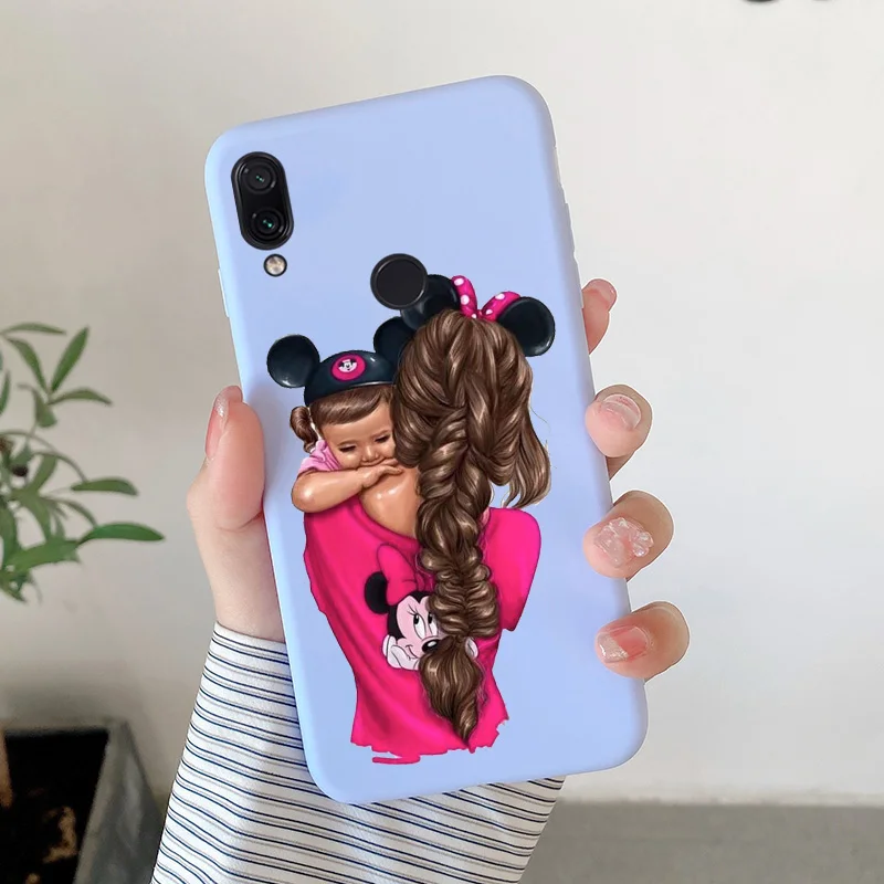 Candy Silicone Soft Cover For Xiaomi Redmi Note 6 7 Case Fashion Mother And Daughter Back Pro Bumper | Мобильные телефоны и