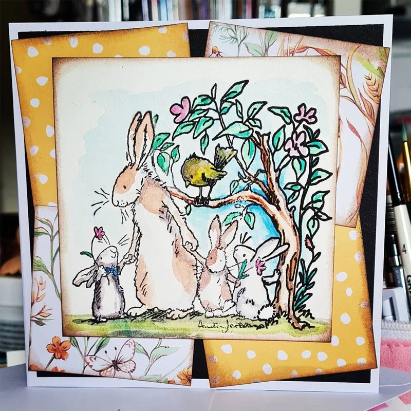 Счастливый День набор для стемпинга и координации умирает медведь кролик