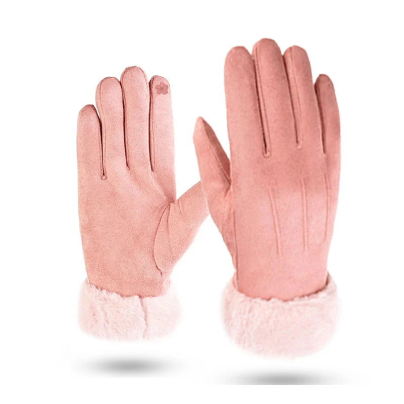Зимние теплые женские перчатки флисовые толстые шерстяные мягкие для вождения